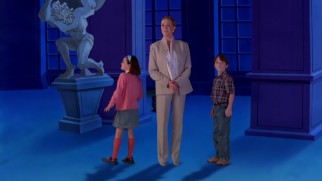 Mary Poppins (Julie Andrews) leads two new youths into a chalk drawing in "The Cat That Looked at a King."