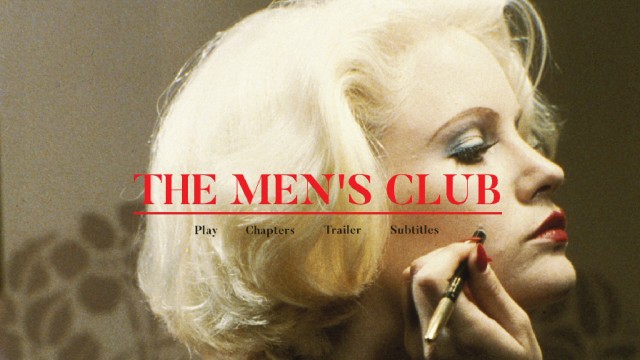Like the theatrical poster more than thirty years earlier, Jennifer Jason Leigh's Teensy gets The Men's Club Blu-ray menu all to herself.