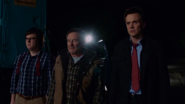 The guys (Clark Duke, Robin Williams, and Joel McHale) fear their Christmas Eve Wisconsin-to-Chicago road trip may have just involved vehicular manslaughter.