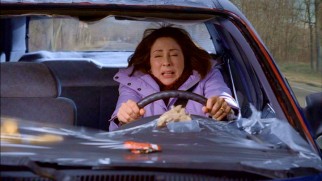 Frankie Heck (Patricia Heaton) discovers that a cellophane windshield was better than no windshield at all.
