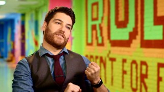 Actor Adam Pally mimes the wedgie he invents in "The Wedgie Wheel."