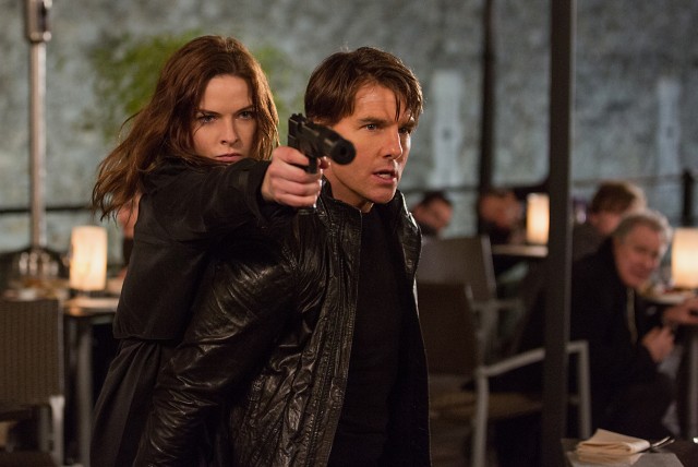 Ethan Hunt (Tom Cruise) repeatedly finds himself in danger, with Ilsa Faust (Rebecca Ferguson) by his side in "Mission: Impossible - Rogue Nation."