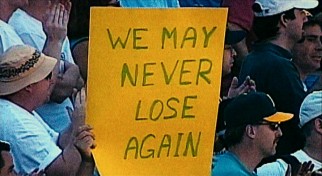 Archival footage captures the fan sentiment during the A's historic 2002 winning streak.