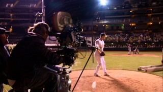 "'Moneyball': Playing the Game" explains how some stadium lights were turned off to heighten the drama of a nighttime baseball game.