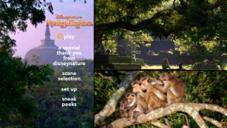 Monkey Kingdom's main menu divides the screen in up to three rectangles for triple the monkey cuteness.