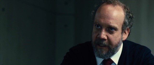 Dr. Alan Shapiro (Paul Giamatti) tries to get a rise out of Morgan in his psychological evaluation of the genetic engineering subject.
