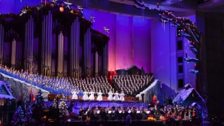 The Mormon Tabernacle Choir and Orchestra at Temple Square perform at their annual Christmas concert, titled "Christmas With the Mormon Tabernacle Choir and Orchestra at Temple Square."
