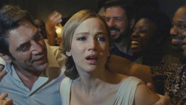 "mother!" stars Jennifer Lawrence as a house-restoring wife whose home and world is rocked by guests invited by her writer husband (Javier Bardem).