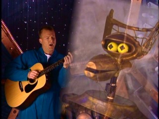 Shortly after, MST3K recreates this memorable music moment with Mike (Mike Nelson) crooning and Crow T. Robot popping in.