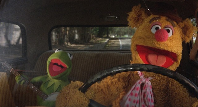 Kermit the Frog and Fozzie Bear are the first Muppets to meet and hit the road for Hollywood in 1979's "The Muppet Movie."