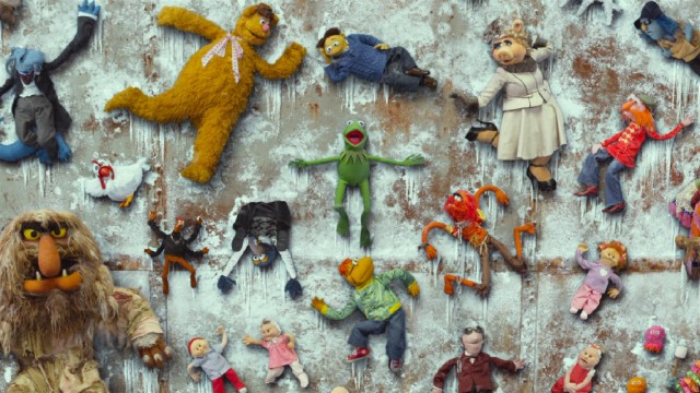 In a subpar visual effect, nearly the entire Muppet gang winds up on The Wall at the Siberian Gulag for the film-closing concert.