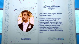 The illustrious career of *NSYNC singer turned actor Joey Fatone is detailed in his two-page Cast Biography.