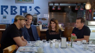 Joey Fatone, John Corbett, Nia Vardalos, and Louis Mandylor kick off "My Big Fat Greek Dinner."