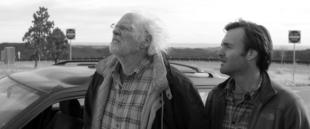 Woody Grant (Bruce Dern) and his son David (Will Forte) take a quick look at Mount Rushmore from the side of the road in Alexander Payne's "Nebraska."