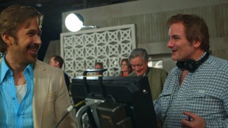 Director Shane Black shares a laugh with Ryan Gosling in "Always Bet on Black."