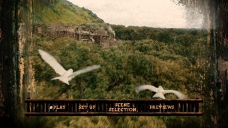 CG doves fly by on the Noah DVD main menu conspicuously lacking a bonus features section.