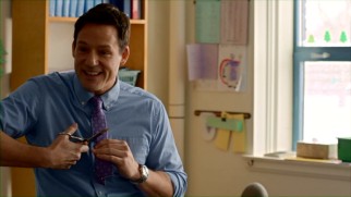 Mr. Wilson (Josh Hopkins) cuts his necktie to teach his students fractions. That's cool!