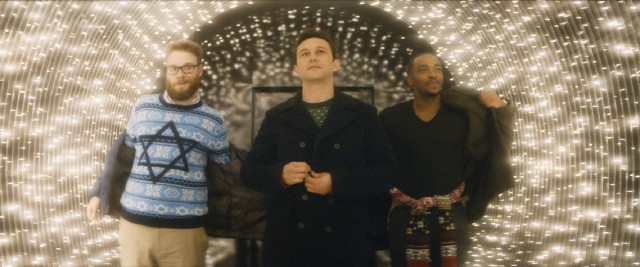 Isaac (Seth Rogen), Ethan (Joseph Gordon-Levitt), and Chris (Anthony Mackie) enter a magically lit tunnel on their way to the top-secret Nutcracker Ball.