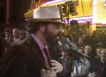 Francis Ford Coppola does not like a reporter's questions at his February 1981 press conference from his Las Vegas set.
