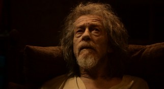 John Hurt is Christopher Marlowe, a not so ageless vampire who takes credit for Shakespeare's plays on his deathbed.