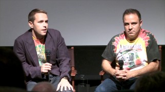 Director Marius A. Markevicius and producer Jon Weinbach answer questions at a Los Angeles screening of "The Other Dream Team."