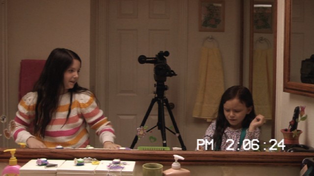 The advertised but deleted game of Bloody Mary played by Katie (Chloe Csengery) and Kristi (Jessica Brown) is restored in the unrated director's cut.