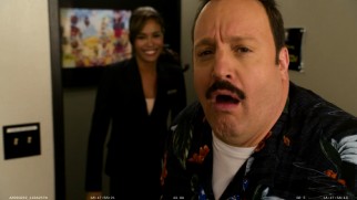 Kevin James hams it up for the camera to the amusement of co-star Daniella Alonso in the gag reel.