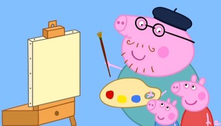 Daddy Pig breaks out his beret to paint like his children.