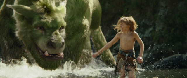 The feral orphan Pete (Oakes Fegley) and his best friend Elliot frolic around in the water in 2016's "Pete's Dragon."