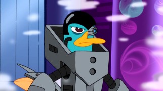 Perry's even more intimidating as Robo-Perry the Platy-bot!