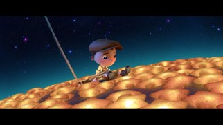 A boy climbs up to the moon with his father and grandfather in Pixar's Oscar-nominated "La Luna."