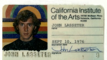 John Lasseter's 1976 CalArts student ID features in his introduction to "Lady and the Lamp."