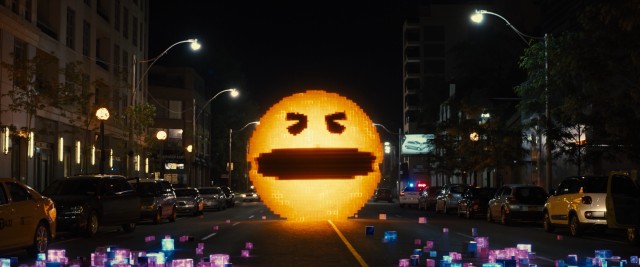 Despite what the poster indicated, Pac-Man lays siege on New York, not San Francisco.