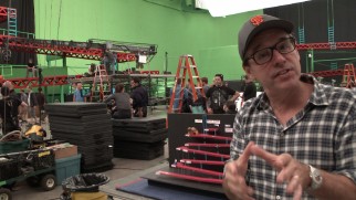 Director Christopher Columbus takes us behind the scenes of the large green screen Donkey Kong set.
