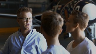 At a plane museum, Director Klay Hall tells his children about their aviator great-grandfather's influence on the film in "Klay's Flight Plan."