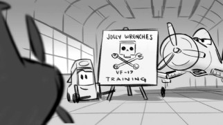 This deleted scene shows Dusty's training in animatic form.