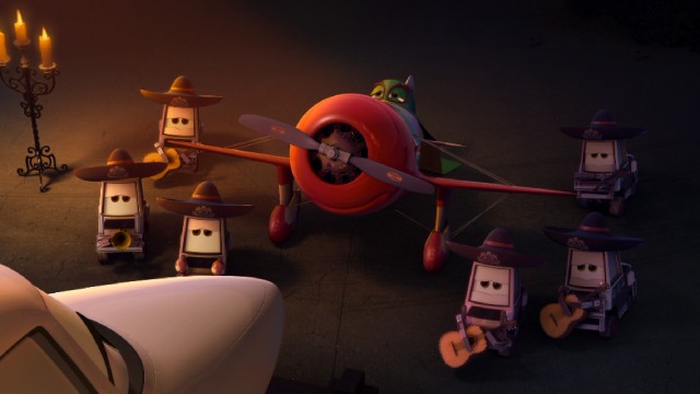 Romantic Mexican plane El Chupacabra woos his love interest with a mariachi band-backed performance of "Love Machine."