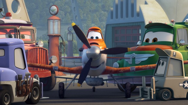 Friends encourage Dusty Crophopper to follow his air racing dreams in Disney's "Planes."