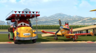 Chug and Dusty pose as daredevil planes Vandemonium and Air Devil Jones in the all-new short "Vitaminamulch: Air Spectacular."