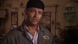 Despite the name tag, Jack Nicholson plays Frank Chambers, a drifter who becomes a mechanic at the Twin Oaks Tavern.