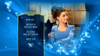 Mia tries to make a toast on The Princess Diaries' new DVD main menu, which closely resembles the Blu-ray's menu.