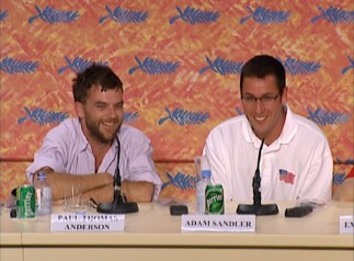 Paul Thomas Anderson and Adam Sandler enjoy giving light-hearted answers to serious questions from international journalists in the Cannes 2002 press conference.