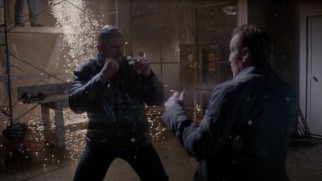 Sparks fly along with the fists of Stone Cold Steve Austin.