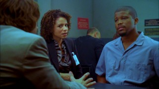 Actors from two different eras of "ER" come together in the season finale, as Roz (Gloria Reuben) represents a disgraced firefighter (Sharif Atkins) in his property theft retrial.