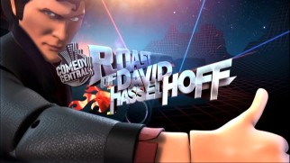 A Knight Rider-inspired computer-animated action figure of David Hasselhoff approves the title logo for his 2010 Comedy Central Roast.