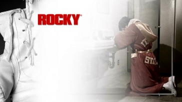 Dressed in a robe proclaiming him the Italian Stallion, Rocky kneels and says a prayer before the title bout as part of the Blu-ray's menu montage.