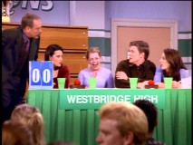 After an exhausting pre-competition experience, Sabrina alternates between asleep and loopy at the Brainbusters.
