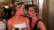 The bride (Jessica St. Clair) is none too pleased to see her disinvited bridesmaid show up at "The Wedding."