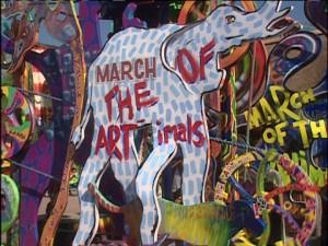 March of the Artimals is one of the park's attractions prominently displayed here.