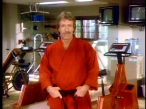 Chuck Norris was holding his pants up all the way back in 1986, when he kindly took a break from working out to introduce and reflect upon the positive messages of "Chuck Norris: Karate Kommandos."